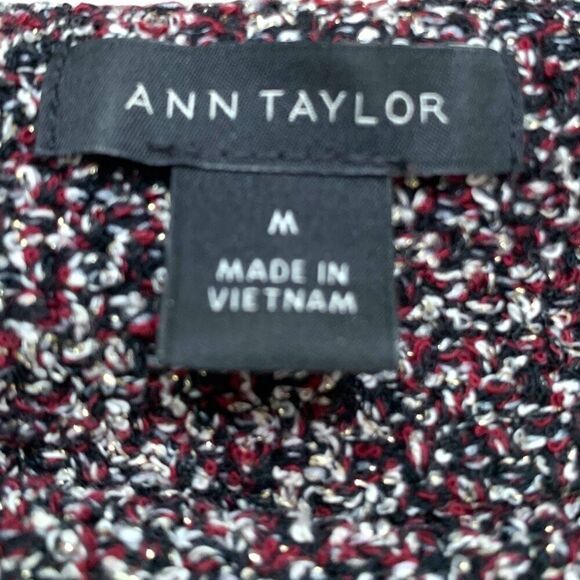 Ann Taylor Marled Knit Sweater Maroon Neutral Pullover Knit Square Neck Medium - Picture 7 of 9